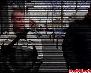 dutch hooker pleasures throbbing cock with lips and fist