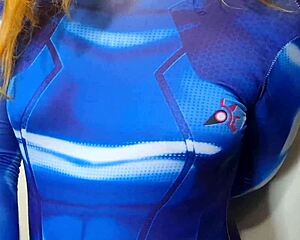 trans samus slaps soft tits with bbc dildo lactating puffy nipples 💦