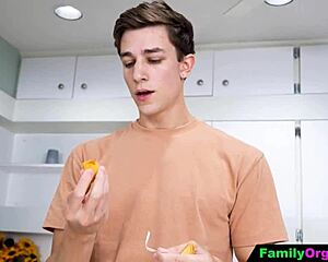 Step-brother sneaks up invisible and pounds sister's curvy ass in laundry room fuck