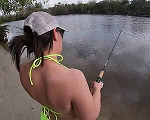 busty milf diamond, fishing turns into public outdoor ass fucking by couple?