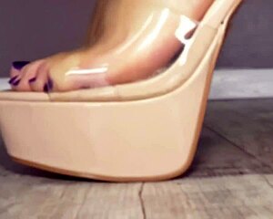 whoa russian sole babe in heels teases long legs for foot jerk off