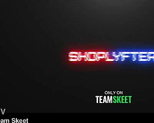 turns out she's not that pregnant - watch her suck and fuck like a naughty teen thief in shop bust