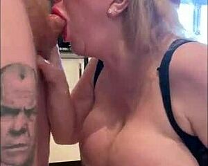 sophie james gags on huge cock proving deepthroat queen status with cum swallows