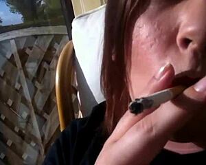 Tina snua's bbw curves shine while smoking cork cig with snap inhales double pumps and nose exhales