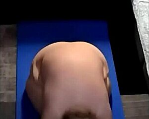 damn this hot mature strips naked for yoga then fingers her ass deep