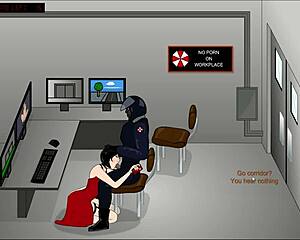 Ada Wong toys her pussy against the pink queen in a playful dildo duel