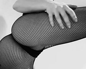 fishnet ass and feet tease you in black and white!