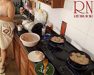 Nudist Housewife Regina Noir Cooks Naked In Kitchen As Voyeur Maid For Neighbors