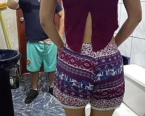 They spied me in the bathroom, couldn't resist my cock and ended up fucking tight?