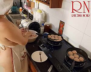 Nudist Housewife Regina Noir Cooks Naked In Kitchen As Voyeur Maid For Neighbors