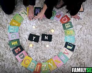 Virgin stepsis and stepbro explore first time sex on Halloween night