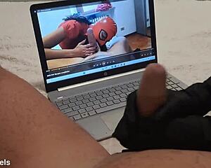 hey check this milf handjob on big cock cumming on her gloves pov