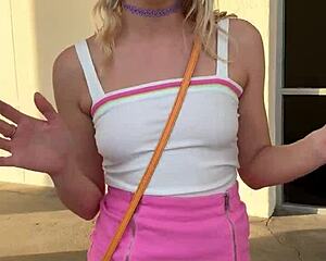 petite teen slut khloe kapri flashes squirts outdoors public pickup pov blowjob bent over cock sucking