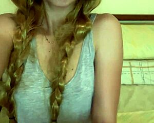 😍 cute princess babe with big natural tits gropes herself deliciously in daddy's forest cabin 👑🌳