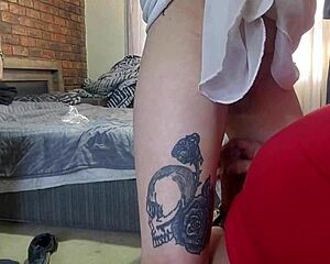 Hubby's jerking off while I drip stranger's creampie from my pussy onto his pathetic cock