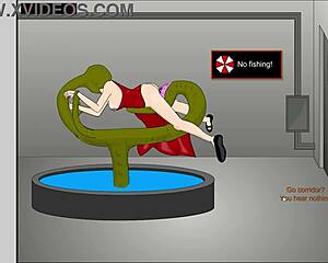 Ada Wong toys her pussy against the pink queen in a playful dildo duel