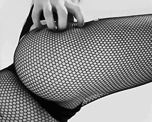 fishnet ass and feet tease you in black and white!