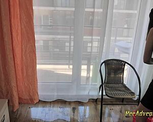 oh shit i drenched my panties on the outdoor chair messy wet pussy accident!