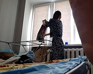 gf hangs laundry then i doggy fuck her hard pussy from behind 😈🍆💦
