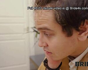 at the wedding, flexible russian bride calls old hubby to watch her kinky group 4some fuckfest