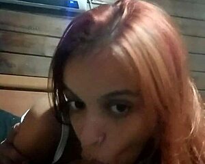 Beautiful redhead gives sloppy wet blowjob for first time