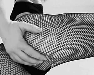 fishnet ass and feet tease you in black and white!