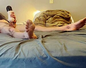 first time stroking my huge cock with vibrating blowjob machine toy 😏🔥