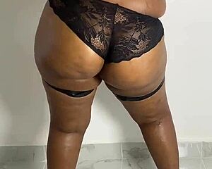 fat black ass oiled solo dildo fucking tits bouncing