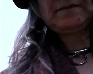 Leather Harness Slave Teases Body in Outdoor Self Session