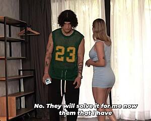 Busty Stepmom Shares Bed with Stepsons After Long Trip in Hotel