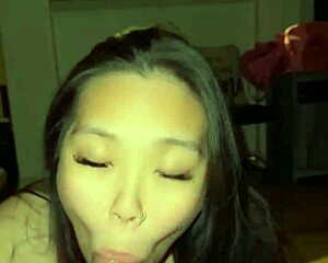 Sloppy interracial deepthroat blowjob ends in cum mouthful before bed 💦🍆😩