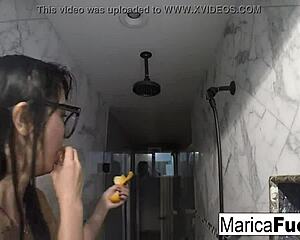 marica hase strips sexy lingerie and rubs her pussy in the mirror, oh god im so wet already