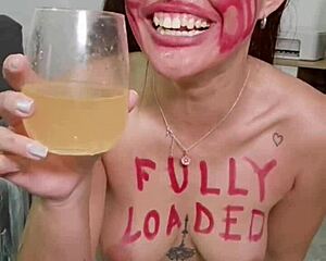 Brunette with pigtails and natural tits eats junk food then spits it out in fetish play