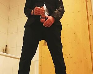 guy strokes off in tight business suit on webcam