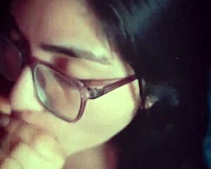 slut with glasses gives killer blowjobs