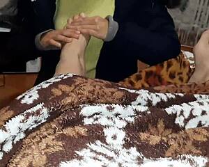 stepsister's leg massage makes me masturbate secretly under blanket