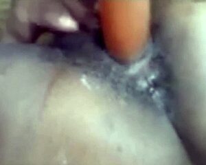 big pussy ebony babe moans hard with huge dildo