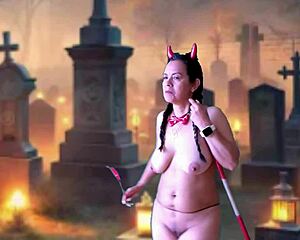 Agarabas and Olpr dance lick balls ride monster cocks in shaved pussy ass outdoor Halloween voyeur handjob blowjob cumshot preview