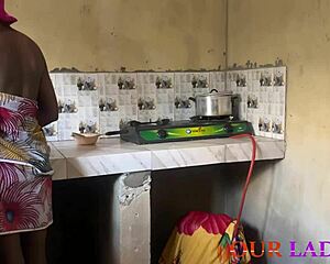 Steamy kitchen romp heats up while she stirs the pot