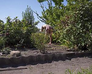 Intensely Spying Hot Neighbor's Miniskirt Upskirt Thong in Garden