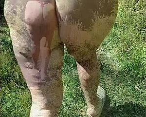 did your stepmom beg to film her flashing big ass in public pt02? outdoor exhibitionist milf shows off