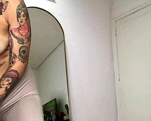 Skinny Emo Goth Neighbor Strips, Masturbates Hairy Pussy, Shows Armpits, Does Yoga In Long Homemade Vid