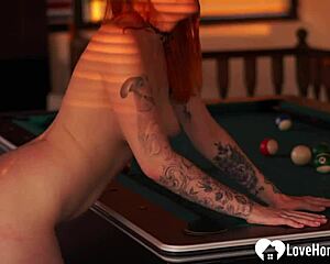 sexy ginger bends over pool table for hardcore doggystyle rule break 😈🎱