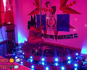 Halloween Playboy Bunny Milf Rips Clothes On Runway Happy Greeting