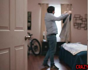 Pervy guy pounds horny blonde roommate! Blonde teen takes rough dick deep!