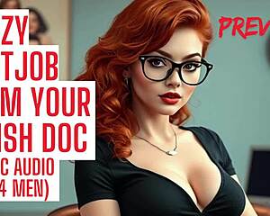 Hot psychiatrist makes you lick her toes and suck while jerking your cock with feet