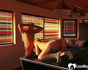 sexy ginger bends over pool table for hardcore doggystyle rule break 😈🎱