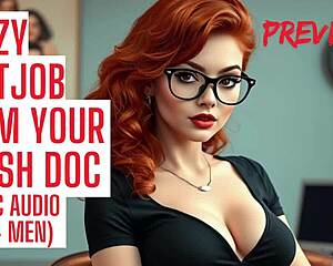 Hot psychiatrist makes you lick her toes and suck while jerking your cock with feet