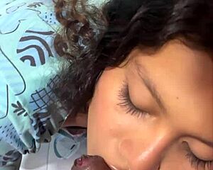 Watch this petite babe ride a massive black cock until thick cum covers her tight body