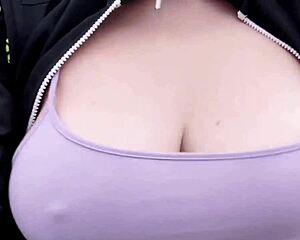 rocko morning walk flashing big tits outdoors